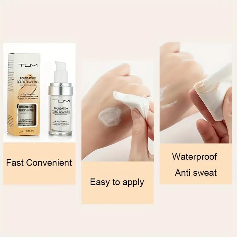 QINGFANGLI TLM hand application shows easy blend for natural, even finish