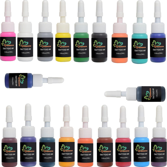 QIONGHUA Ink Set with 20 colors in bottles for vibrant outlines.