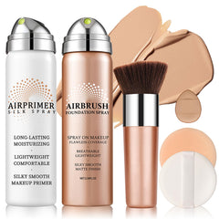 QIUFSSE Airbrush Foundation primer bottle shows sleek packaging for easy, even application.