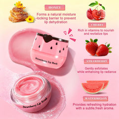 QIUFSSE strawberry lip scrub reveals smoother texture with gentle exfoliation.
