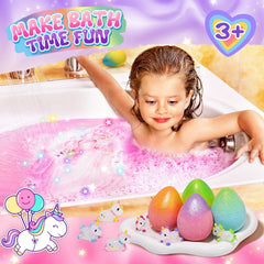 Qivatex bath bombs reveal a surprise toy inside.
