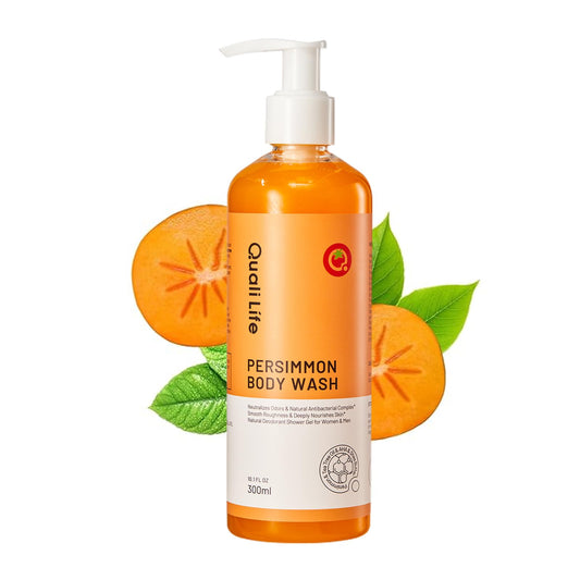 QualiLife Persimmon bottle shot showcasing a gentle daily cleanse for fresh skin.