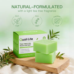 QualiLife Tea Tree Soap in a skincare routine image showing versatility.