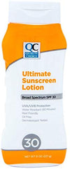 Quality Choice Ultimate Sunscreen SPF 30 Lotion reef-friendly ingredients emphasized for ocean health.