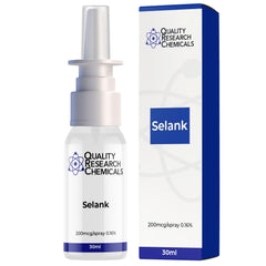Quality Research Chemicals Selank spray bottle shows 200 mcg per dose for precise administration.