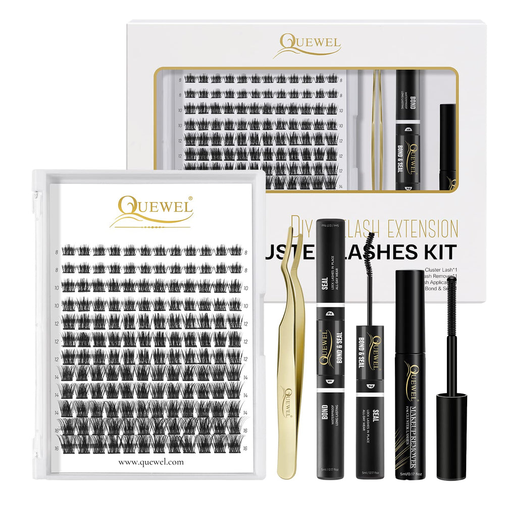 QUEWEL Lash Clusters Kit 144pcs for easy at-home lash extensions and daily glam