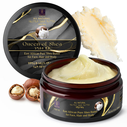Queen of Shea raw organic shea butter 8oz jar for deep hydration