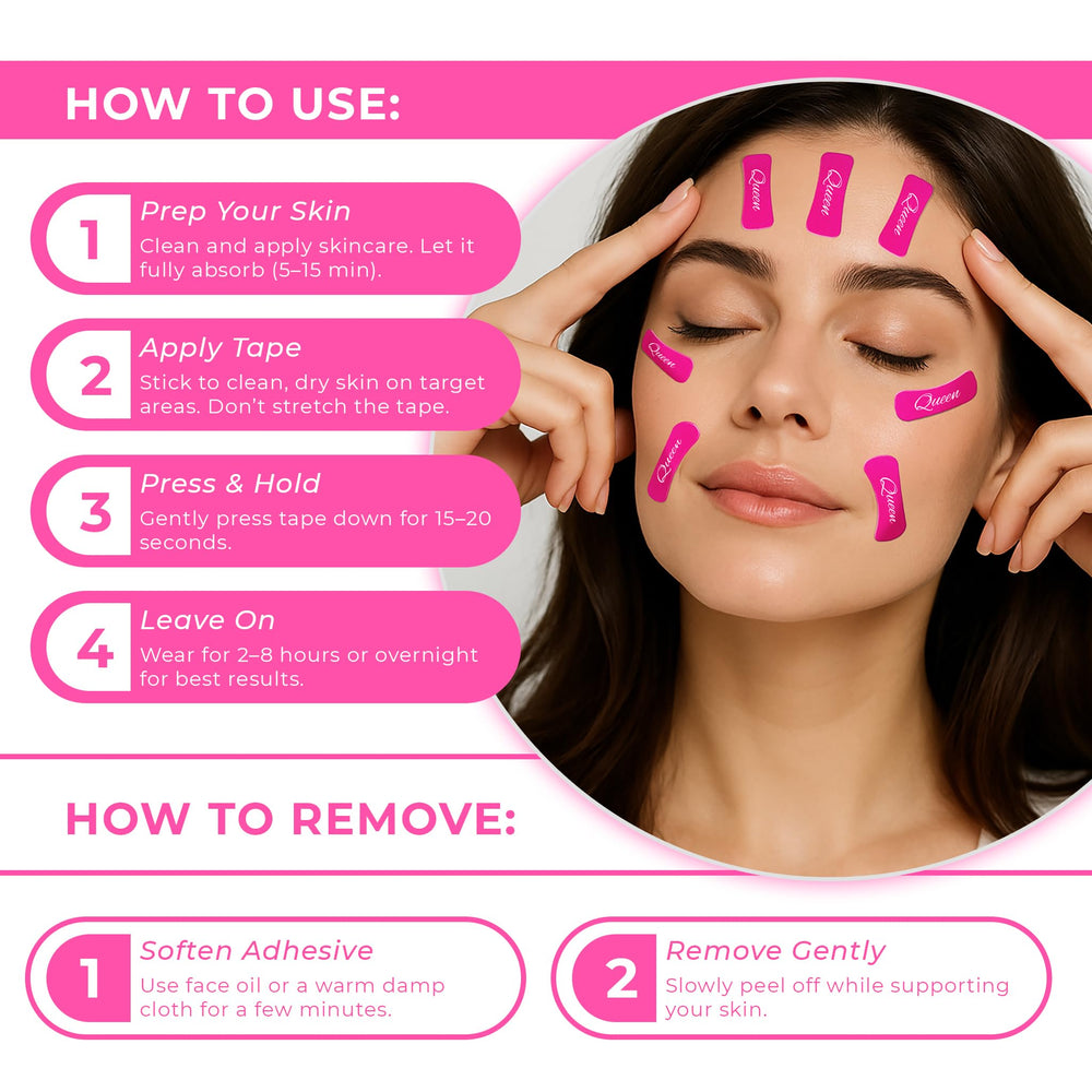 Queen Tape eye lift strips define the eye area for a firmer impression.