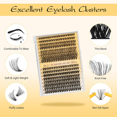 QUEWEL 30D+40D lash clusters in varied lengths for natural to wispy looks.