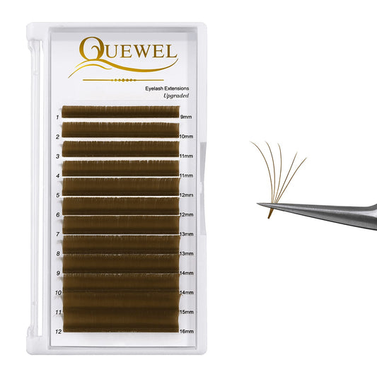 QUEWEL Easy Fan lashes in brown 0.07 D curl for 9–16mm tray, long-lasting color