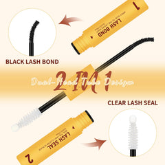 Quewel Lash Bond-Seal 2in1 tube side showing dual-end design for quick use