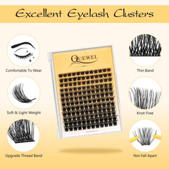 QUEWEL lash cluster bond application demonstrating precise adhesion