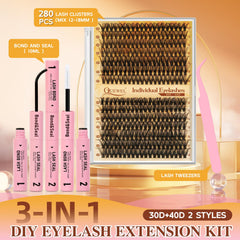 QUEWEL Lash Clusters Kit 12-18mm versatile lengths support customizable looks.