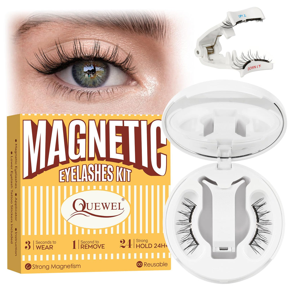 Quewel magnetic eyelashes with applicator for comfortable wear