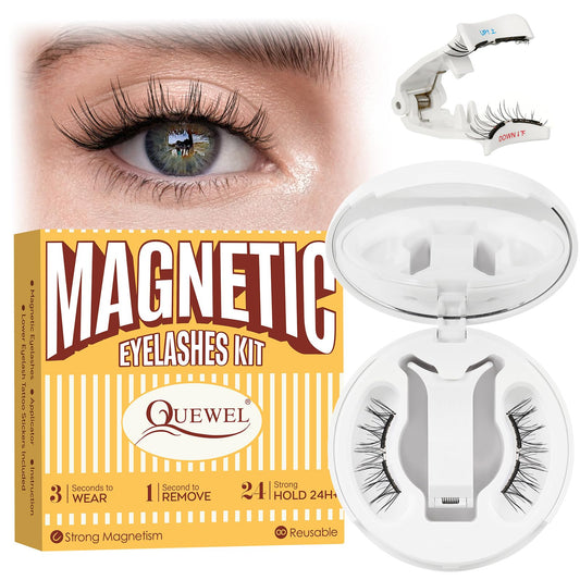 Quewel magnetic eyelashes with applicator for comfortable wear
