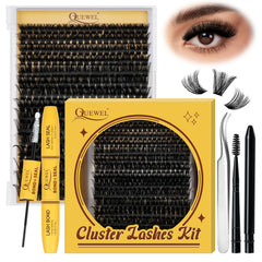 QUEWEL DIY Lash Extension Kit with 300 clusters for easy at-home application.