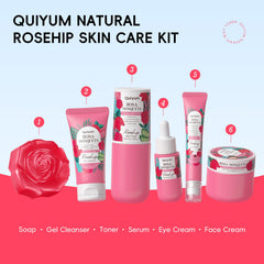 QUIYUM Rosehip Bottle Pour captures slow absorption and long-lasting hydration.