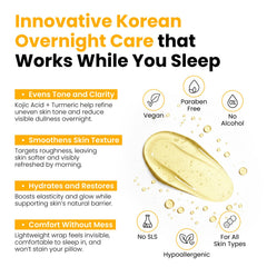 QUIA Beauty Turmeric + Kojic Overnight Wrap packaging emphasizes premium Korean skincare