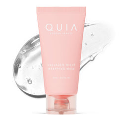 QUIA Beauty Collagen Wrapping Mask jar in premium packaging for at-home spa use.