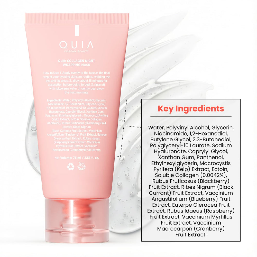 QUIA Beauty mask ready for at-home spa routine.