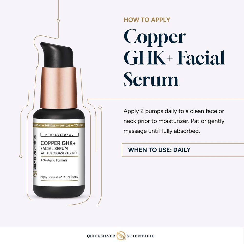 Quicksilver allergen-free serum packaging emphasizes gluten-free, vegan, non-GMO formula.