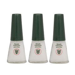 Química Alemana Nail Hardner amber pour demonstrates nourishing formula for nails.