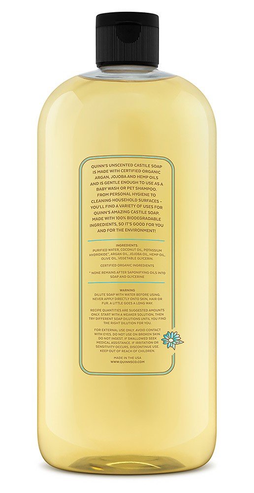Quinn's Unscented Castile is gentle enough for sensitive skin and baby care