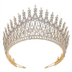 QXMYOO Zircon Crown with gold finish adds bridal sparkle.