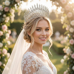 QXMYOO Zircon Crown ideal for pageants with secure elastic fit.