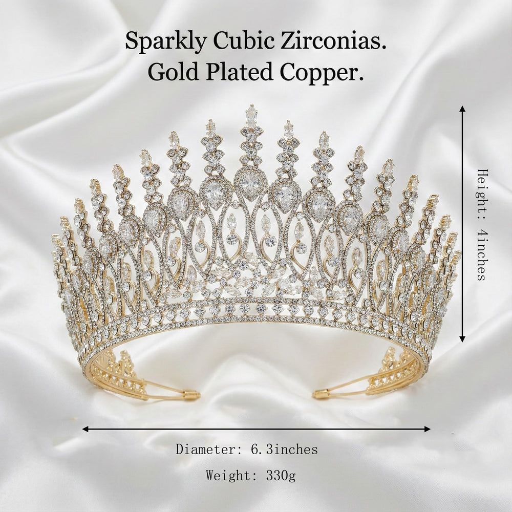 QXMYOO Zircon Crown perfect for weddings with durable copper base.