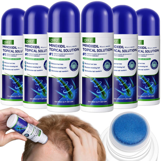 QYFJ Minoxidil 5% bottle front view for thinning hair.