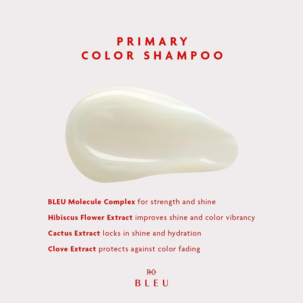 R+Co BLEU hibiscus close-up highlights shine and vibrancy for richer tones.