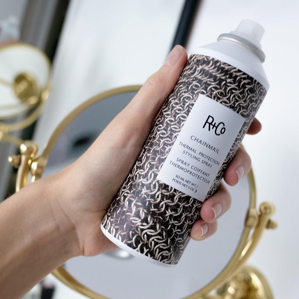 R+Co Chainmail mist application shows even dispersion and flexible hold
