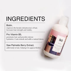 R+Co Dallas Biotin Thickening Conditioner pack-shot shows the duo.