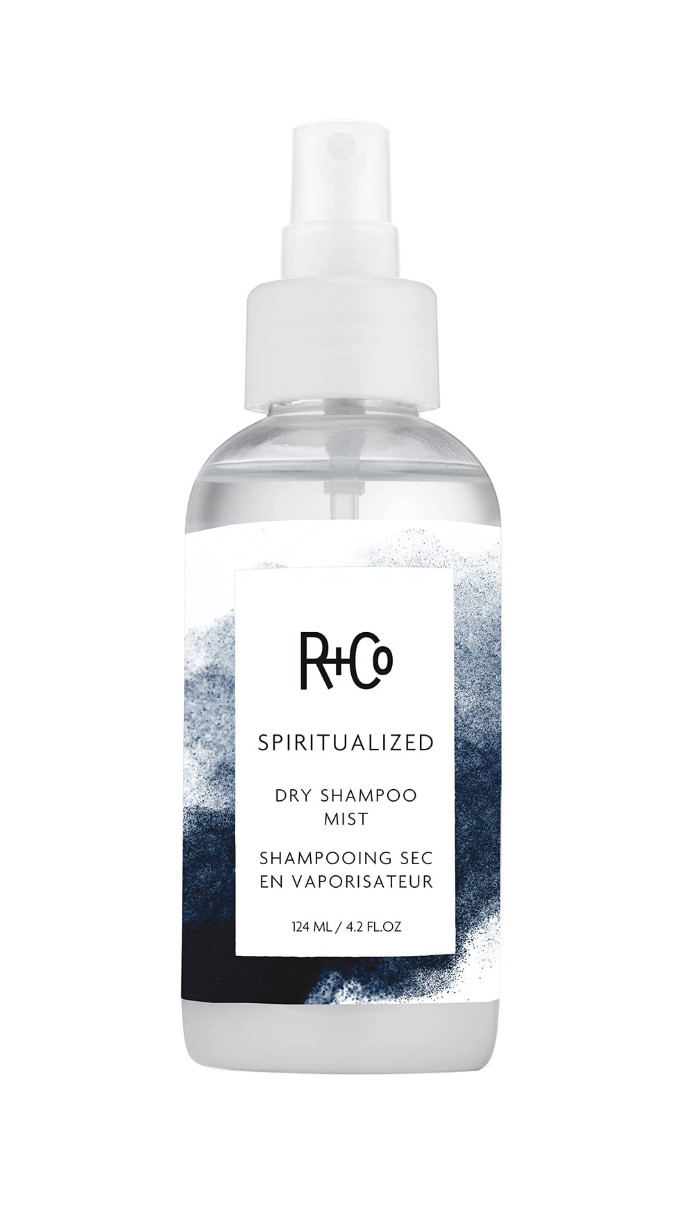 R+Co Spiritualized Dry Shampoo Mist bottle shown for quick refresh between washes.