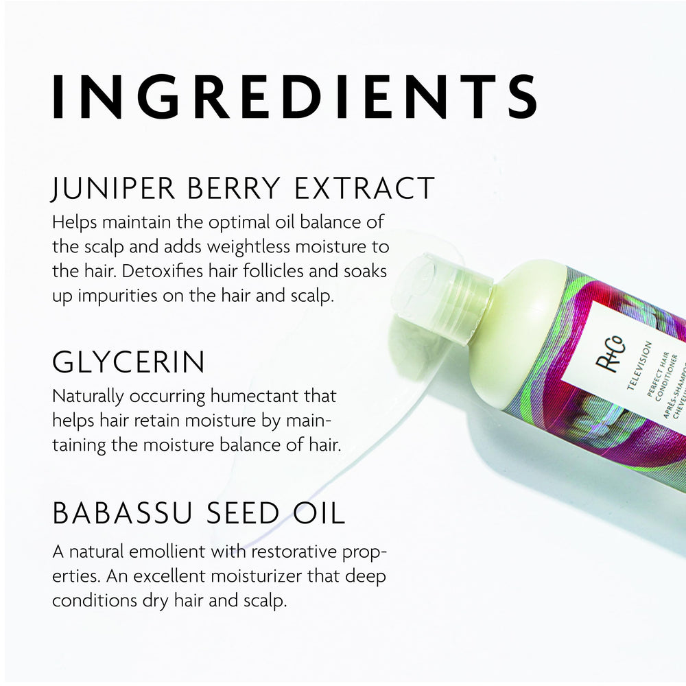 R+Co Television Perfect Hair Conditioner being applied for soft, manageable hair