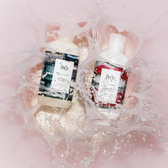 R+Co Television Perfect Hair Conditioner bottle close-up highlights smoothing texture and glow.