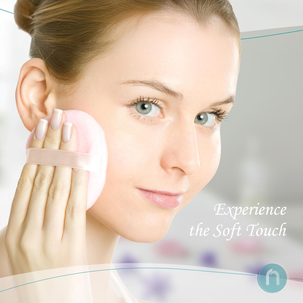 R-NEU plush puff closeup for smooth, controlled application