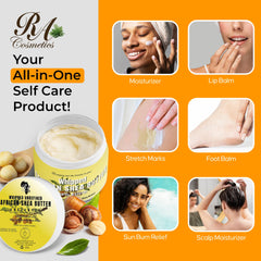 RA COSMETICS leave-in hair care application with shea butter for smoother manageability.