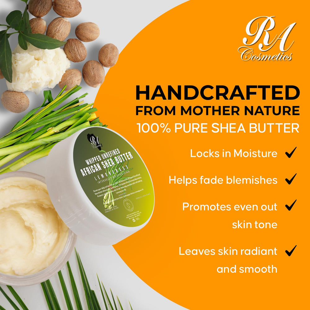 RA COSMETICS lemongrass-infused butter texture highlights refreshing aroma and skin hydration.
