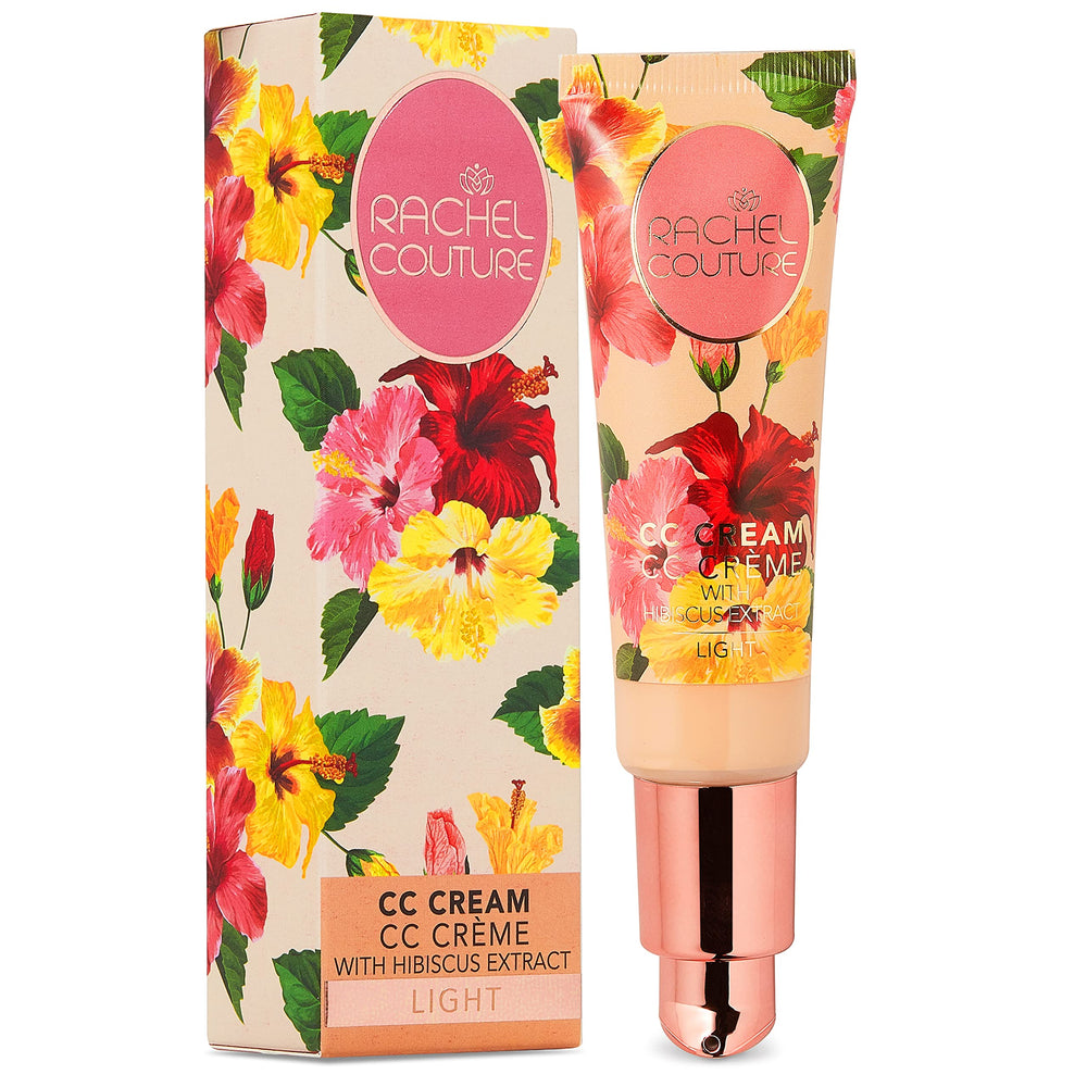 Rachel Couture CC Cream light bottle delivering hydrating, natural-looking coverage.