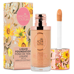 Rachel Couture lightweight foundation bottle pour for a smooth, natural finish.