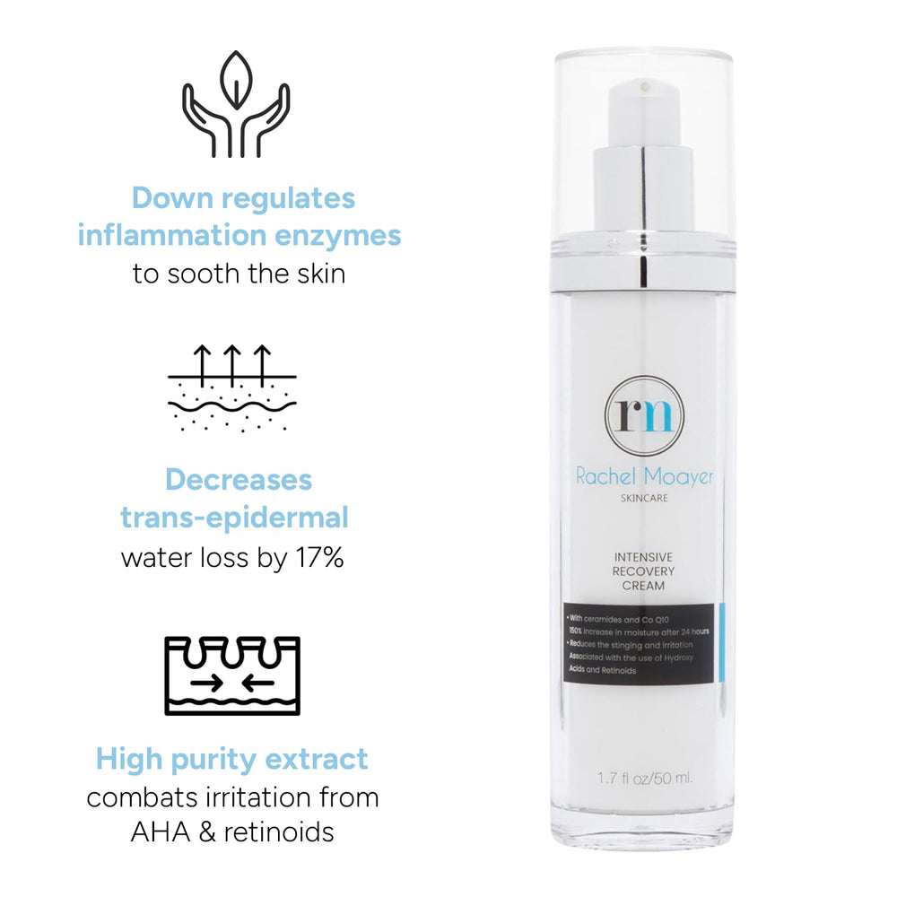 Applying Rachel Moayer Intensive Recovery Cream to the face for calm, even tone