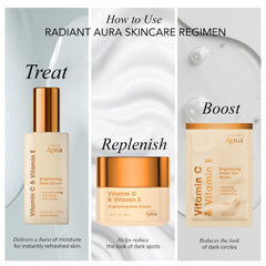Radiant Aura application massage closeup shows gentle daily use for hydrated skin