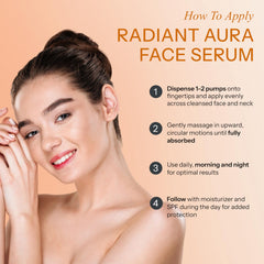 Radiant Aura serum in a minimalist skincare setup within a routine