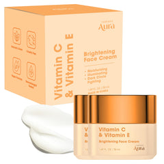 Radiant Aura vitamin C&E moisturizer bottle front view highlighting lightweight hydration