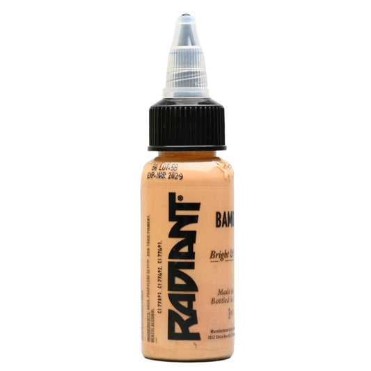 Radiant Colors Bamboo Brown tattoo ink bottle with rich pigment for bold color.