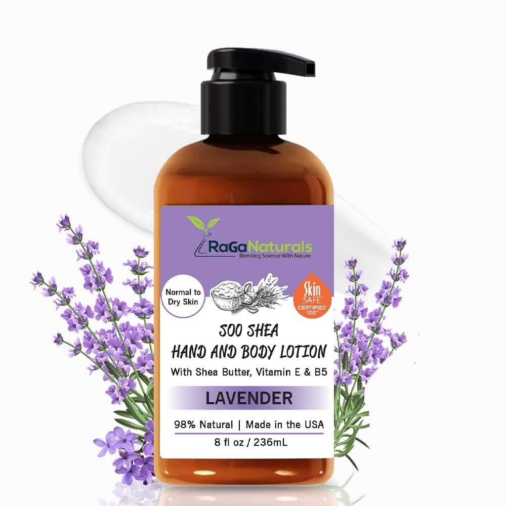 RaGaNaturals lavender lotion bottle for daily moisturizing and calming aroma.