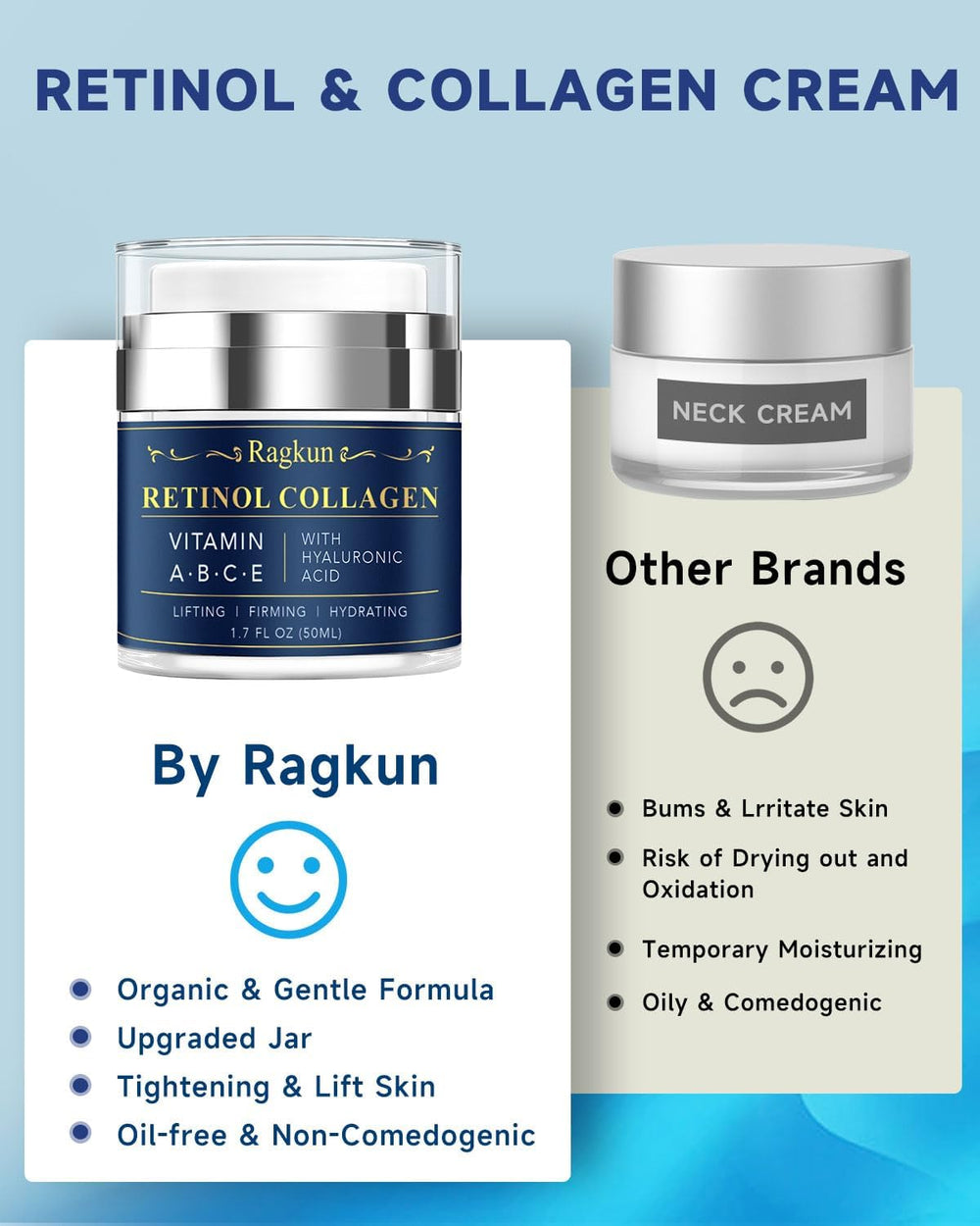Ragkun Retinol Cream used day and night on face and neck for balanced hydration
