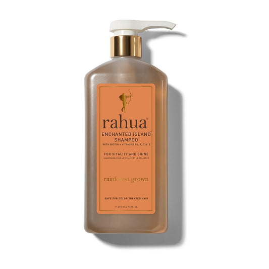 Rahua Enchanted Island Shampoo bottle for daily nourishment with tropical scent.